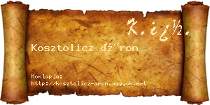 Kosztolicz Áron névjegykártya